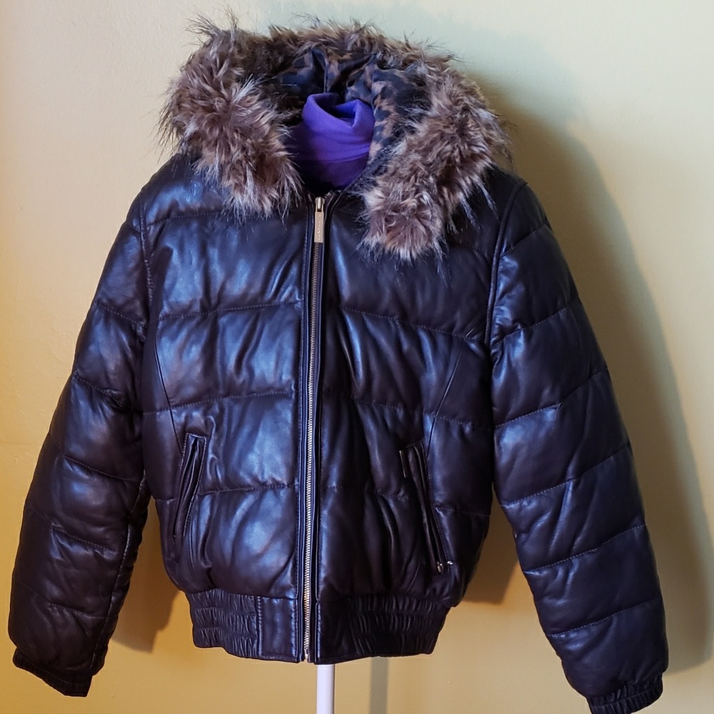 Leather bomber